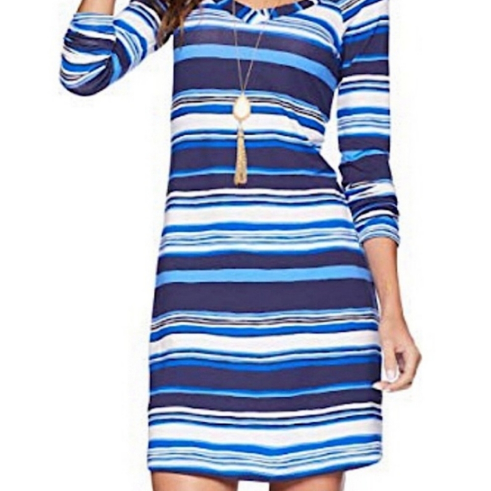 NEW Lilly Pulitzer Suzanna Dress Blue and White - V neck Size 10